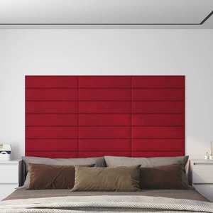 vidaXL Panouri de perete 12 buc. roșu vin 60x15 cm catifea 1, 08 m² imagine