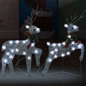 vidaXL Reni de Crăciun, 2 buc., argintiu, 40 LED-uri imagine