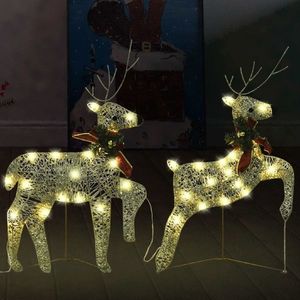 vidaXL Reni de Crăciun, 2 buc., auriu, 40 LED-uri imagine