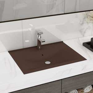 vidaXL Chiuvetă baie lux, orificiu robinet, maro mat 60x46 cm ceramică imagine