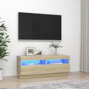 vidaXL Comodă TV cu lumini LED, stejar sonoma, 100x35x40 cm imagine