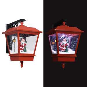 vidaXL Felinar de perete cu leduri și Moș Crăciun, roșu, 40x27x45 cm imagine