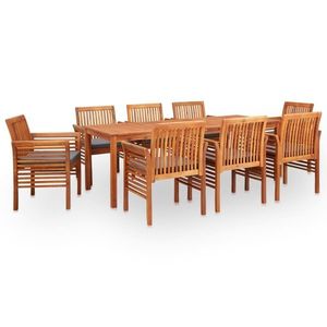 vidaXL Set mobilier de exterior cu perne 9 piese, lemn masiv de acacia imagine