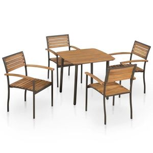 vidaXL Set mobilier de exterior, 5 piese, lemn masiv de acacia și oțel imagine