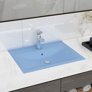 vidaXL Chiuvetă baie lux, orificiu robinet, bleu mat 60x46 cm ceramică imagine