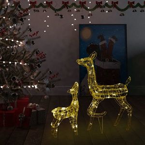 vidaXL Decorațiune de Crăciun familie reni, 160 LED, alb cald, acril imagine