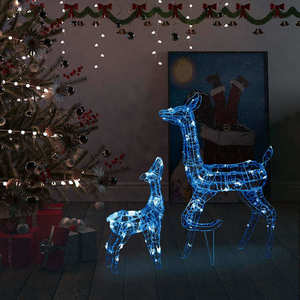 vidaXL Decorațiune de Crăciun familie reni 160 LED-uri albastru acril imagine