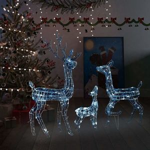 vidaXL Decorațiune de Crăciun familie reni 300 LED-uri alb rece acril imagine