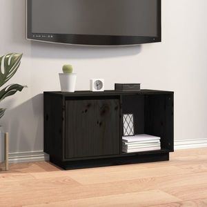 vidaXL Comodă TV, negru, 74x35x44 cm, lemn masiv de pin imagine