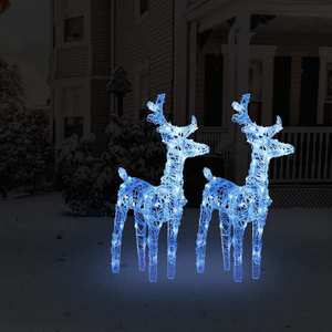 vidaXL Reni de Crăciun, 2 buc., albastru, 80 LED-uri, acril imagine