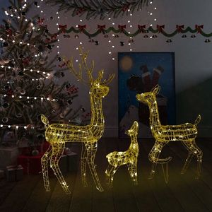 vidaXL Decorațiune de Crăciun familie reni 300 LED-uri alb cald acril imagine