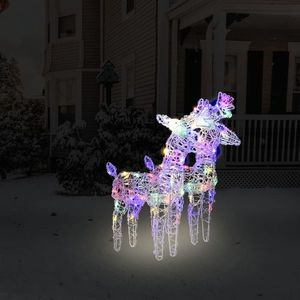 vidaXL Reni de Crăciun, 2 buc., multicolor, 80 LED-uri, acril imagine