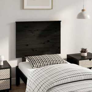 vidaXL Tăblie de pat, negru, 79x6x82, 5 cm, lemn masiv de pin imagine