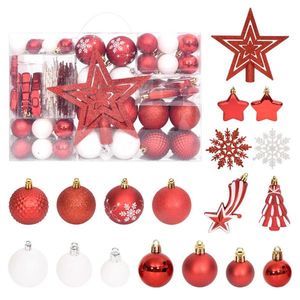 vidaXL Set globuri de Crăciun, 108 piese, roșu și alb imagine