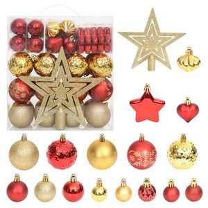 vidaXL Set globuri de Crăciun, 70 piese, auriu și roșu imagine