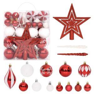 vidaXL Set globuri de Crăciun, 64 piese, roșu și alb imagine