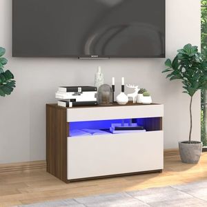 vidaXL Comodă TV cu lumini LED, stejar maro, 60x35x40 cm imagine