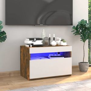 vidaXL Comodă TV cu lumini LED, stejar fumuriu, 60x35x40 cm imagine