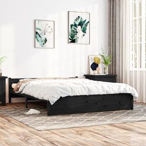 vidaXL Cadru de pat King Size, negru, 150x200 cm, lemn masiv imagine