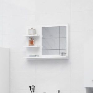 vidaXL Oglindă de baie, alb extralucios, 60 x 10, 5 x 45 cm, PAL imagine