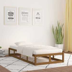vidaXL Cadru de pat, maro miere, 90x200 cm, lemn masiv imagine