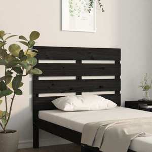 vidaXL Tăblie de pat, negru, 75x3x80 cm, lemn masiv de pin imagine