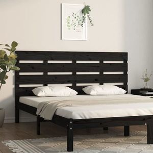 vidaXL Tăblie de pat, negru, 135x3x80 cm, lemn masiv de pin imagine