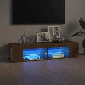 vidaXL Comodă TV cu lumini LED, stejar maro, 135x39x30 cm imagine