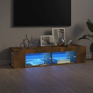 vidaXL Comodă TV cu lumini LED, stejar fumuriu, 135x39x30 cm imagine