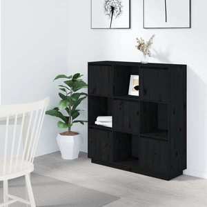 vidaXL Dulap înalt, negru, 110, 5x35x117 cm, lemn masiv de pin imagine