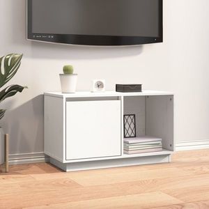 vidaXL Comodă TV, alb, 74x35x44 cm, lemn masiv de pin imagine
