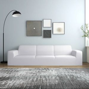vidaXL Husă elastică pentru canapea cu 4 locuri poliester jersey alb imagine