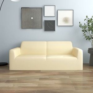 vidaXL Husă elastică pentru canapea cu 2 locuri poliester jersey crem imagine