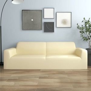 vidaXL Husă elastică pentru canapea cu 3 locuri poliester jersey crem imagine