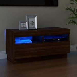 vidaXL Comodă TV cu lumini LED, stejar maro, 80x35x40 cm imagine