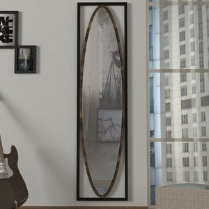 Oglinda decorativa Luppi, Talon, 39 x 151 cm, negru/walnut imagine