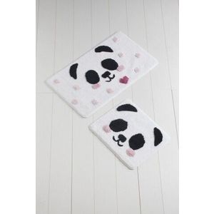 Set 2 covorase de baie, Chilai, Panda, alb/negru/roz imagine