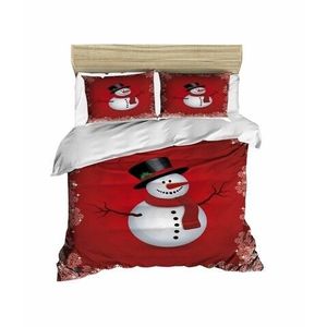 Lenjerie de pat pentru doua persoane, Pearl Home, 430, print 3D, policoton, 4 piese, alb/rosu/negru imagine