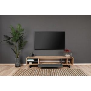 Comoda TV Safir, Puqa Design, 160x35x40 cm, maro/antracit imagine