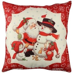 Perna decorativa Santa and Snowman, Gravel, 43x43 cm, policoton, multicolor imagine