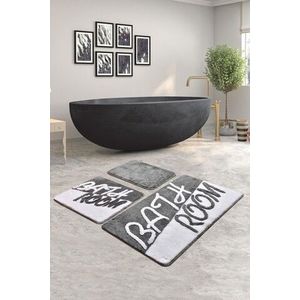 Set 3 covorase de baie Bathroom, Chilai, 40x60 cm/50x60 cm/60x100 cm, gri imagine