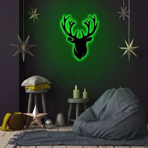Lampa de perete Deer 2, Neon Graph, 25x30 cm, verde imagine
