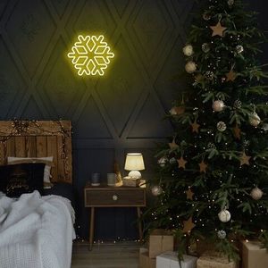 Lampa de perete Snowflake, Neon Graph, 30x26x2 cm, galben imagine