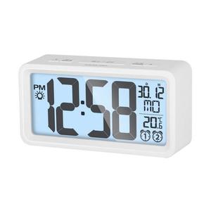 Ceas deșteptător cu afișaj LCD și termometru 2xAAA alb Sencor imagine