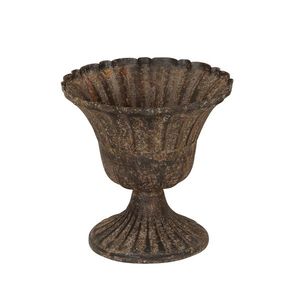 Vaza decorativa Pokal din metal antichizat maro 12x13 cm imagine