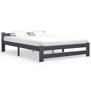vidaXL Cadru de pat, gri închis, 160 x 200 cm, lemn masiv de pin imagine