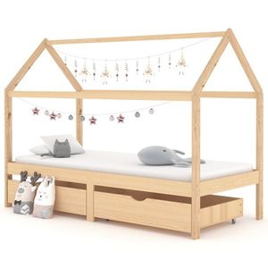 vidaXL Cadru de pat copii, cu sertare, 90 x 200 cm, lemn masiv de pin imagine