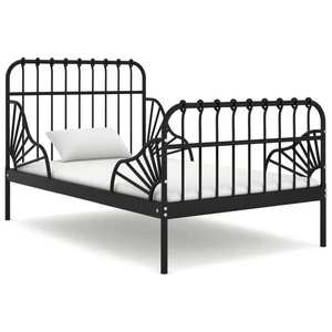 vidaXL Cadru de pat extensibil, negru, 80x130/200 cm, metal imagine