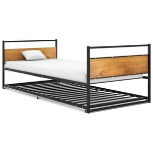vidaXL Cadru pat extensibil, negru, 90x200 cm, metal imagine