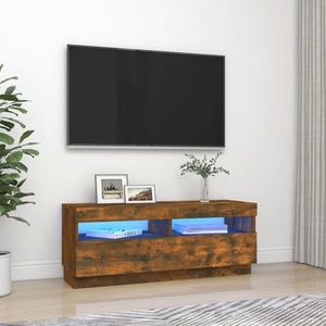 vidaXL Comodă TV cu lumini LED, stejar fumuriu, 100x35x40 cm imagine